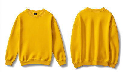 Sticker - yellow long sleeve sweatshirt mockup front and back view on white background