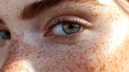 Close up of a freckled eye.