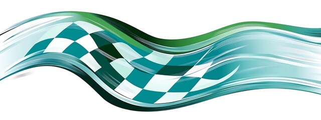 Aufkleber - Abstract wavy checkered flag with green and blue color.