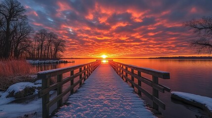 A bridge bathed in golden sunset light offers a panoramic view.