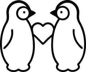 Heartfelt Penguins Duo Vector Art for Kids Cute Animal Illustration
