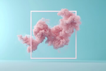 Poster - Decorative pastel pink painting with pastel blue background. Fluid composition. Minimal natural luxury.