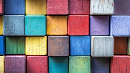 Poster - Abstract colorful wood texture stack on the wall.