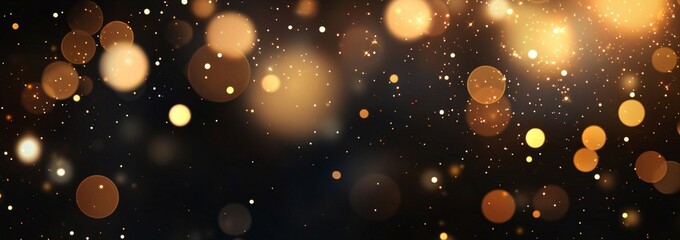 Wall Mural - a black ground with abstract glitter lights. blue, gold, and black, defocused.