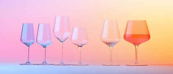 Poster - A row of wine glasses with one of them being orange