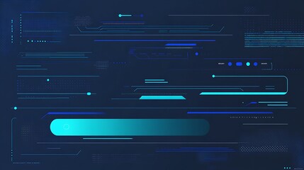 Aufkleber - Abstract futuristic digital interface with blue and cyan elements on a dark background.