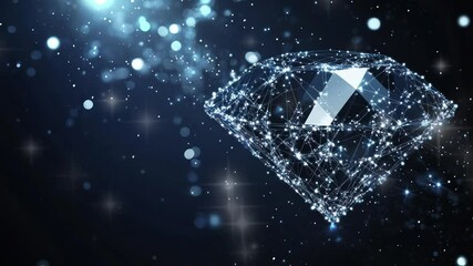 Wall Mural - Abstract image of a diamond in the form of a starry sky or space, consisting of points, lines, and shapes in the form of planets, stars and the universe. Vector business wireframe concept