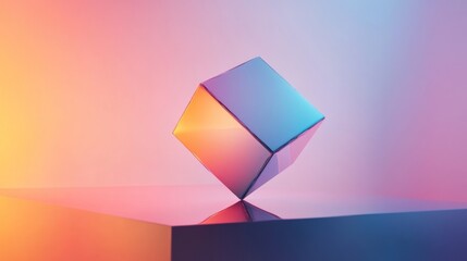 A cube is sitting on a table with a colorful background
