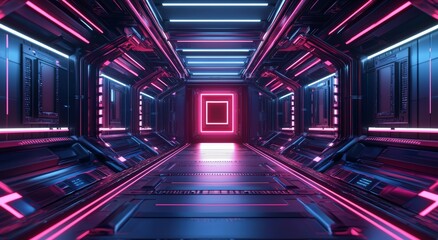 Poster - the cyberspace of the future, sci-fi concept tunnels, and 3d renders.