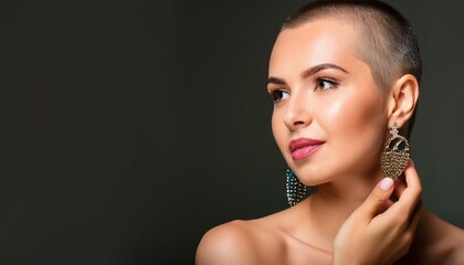 Wall Mural -  beautiful female with shaved head