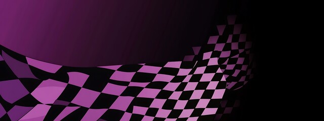 Wall Mural - Abstract checkered flag design with purple and black color scheme.