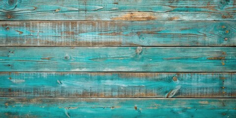 Wall Mural - Rustic turquoise wooden background with a weathered and vintage look