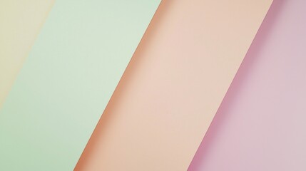 Poster - Four sheets of pastel-colored paper are overlapping, creating a harmonious and minimalist composition of geometric shapes