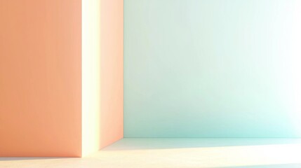 Poster - Sunlight fills the room, casting soft shadows on pastel walls. Modern design with geometric shapes creates a peaceful atmosphere