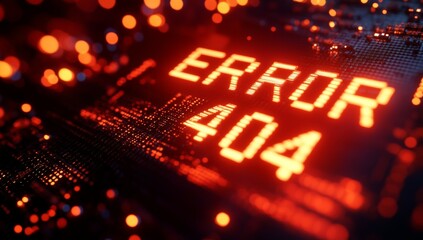 Poster - Error 404: Red Digital Display on Circuit Board