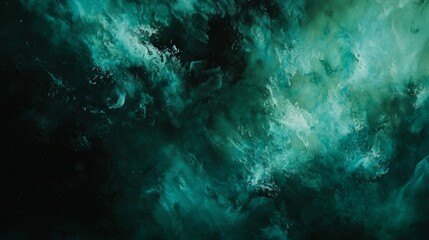 Poster - Abstract background with green and black ink flowing and mixing, creating a beautiful textured background with copy space
