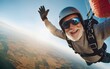 © Visualmind - happy elder man skydiving