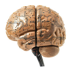Poster - human brain model showing circuit board pattern is isolated on white background with clipping path i