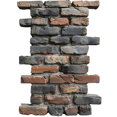 Poster - Old brick wall fragment with a variety of colors and textures, isolated on white
