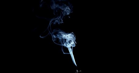 Wall Mural - Real smoke on a black background. Thin Flexible Trickle of Real Smoke. Colorful real smoke rises up. Ideal for background or over-layer with blending mode add, screen, lighten.