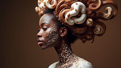 Wall Mural - a black woman who looks like a pastry, with a lot of sequins on her body