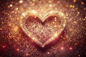 Canvas Print - glittering heart with gold sparkles for love and celebration