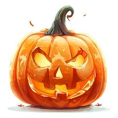 illustration vector Halloween pumpkin isolated on a white background, orange, and scary pumpkin. Halloween pumpkin set collection illustration, vector