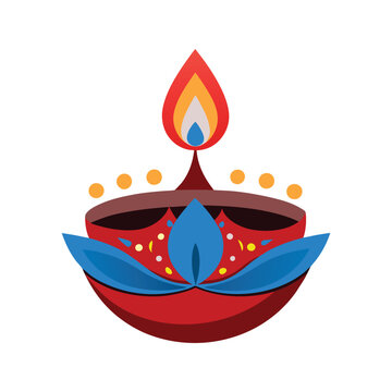 Radiant Celebration: A Vibrant Diwali Vector Illustration of Lights, Flowers, and Symbolic Beauty
