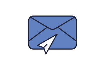 Poster - Message sending icon. Related to interaction. suitable for web site, app, user interfaces. flat line icon style