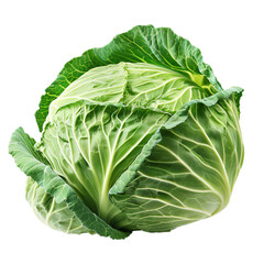 Poster - Fresh green cabbage is sitting on a white background