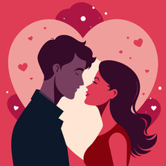 Wall Mural - vector romantic love couple silhouette illustration