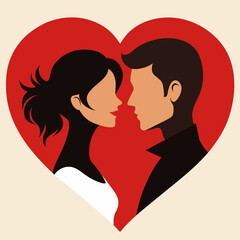 Wall Mural - vector romantic love couple silhouette illustration