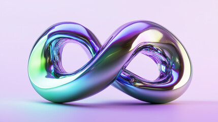 Aufkleber - 3d illustration of an infinity symbol forming a mobius strip with iridescent colors