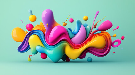 Wall Mural - Colorful liquid paint splashing and making abstract shapes