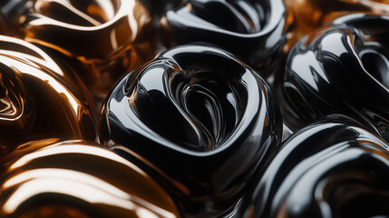 Poster - Abstract background with black and gold wavy shapes forming a pattern