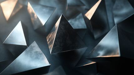 Poster - Abstract background showing metallic pyramids casting shadows