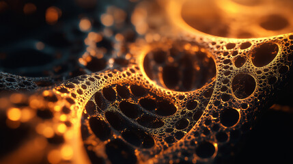 Aufkleber - Abstract golden network glowing from within on a dark background