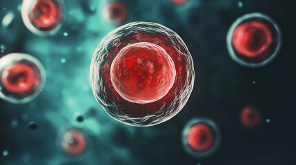 Poster - Red blood cell floating among other cells in an artery