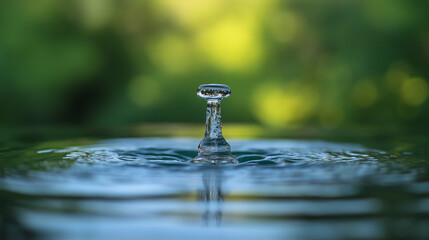 Poster - Water droplet making a splash with green background