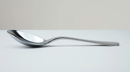 Canvas Print - A Shiny Silver Spoon on a White Background