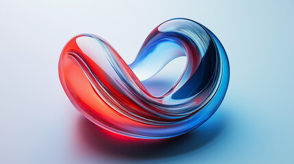 Poster - Abstract red and blue glass shape on gradient background