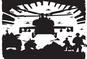 Sticker - Military vector illustration army combat ambush grunge.