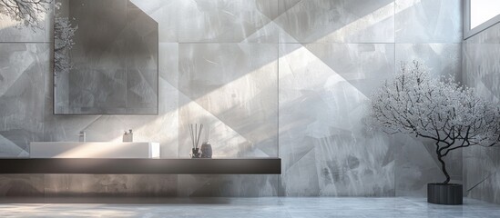 Poster - Modern Bathroom with Geometric Tile and Minimalist Decor