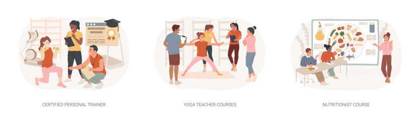 Poster - Personal trainer course isolated cartoon vector illustrations se