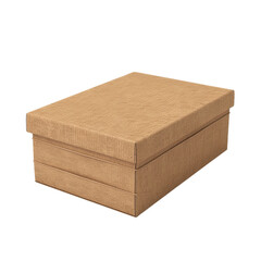 Poster - Closed rectangular cardboard box standing on white background