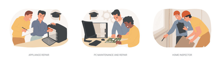 Poster - Acquiring technical profession isolated cartoon vector illustrations se