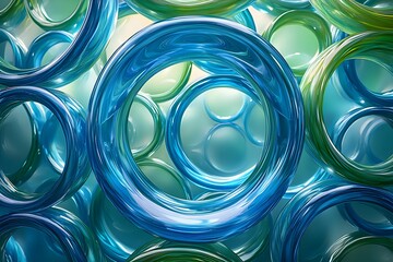 Poster - Abstract close-up of colorful glass rings in luminous arrangement