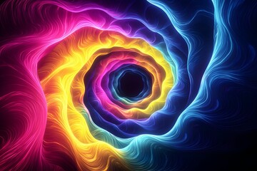 Poster - Swirling colorful vortex of light in a dark cosmic background