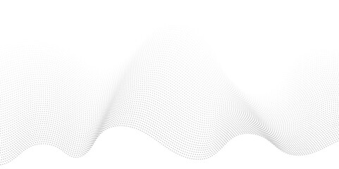 Wall Mural - Abstract gray wave dynamic curve dots lines background. Energy technology concept halftone modern backdrop design for business, presentation, banner.