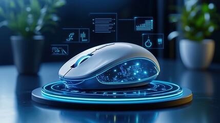 Poster - Futuristic Computer Mouse with Digital Interface